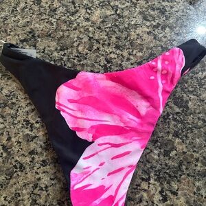 Pink and Black Floral Bikini Bottom